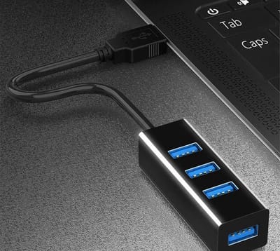 USB hub - splitter - usb switch -usb 2.0 -4 poorten - met kabel - verlengkabel -kabellengte:15 cm- kleur: Zwart
