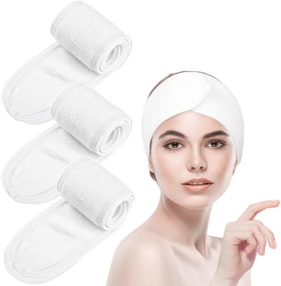 carmdering - Haarband - Hoofdband - Haaraccessoire - Houdt Haar Droog - Verstelbare Pasvorm - Zacht Textiel - Wasbaar En Duurzaam - Ideaal Voor Spa En Sport - 3 Stuks