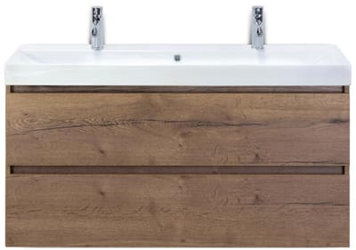 Maxx XL Badmeubelset 120 cm - Tabacco - Wastafel Just Enkel 2 Kraangaten