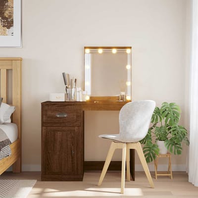 vidaXL - Kaptafel - met - LED-verlichting - 90x42x132,5 - cm - bruin - eikenkleur