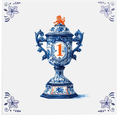 Delfts blauw tegeltje Dutch GP trofee - delfts blauw wandbord - delftsblauw - hollandse cadeautjes - wanddecoratie - decoratieve accessoires