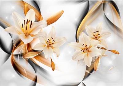 Fotobehangkoning - Behang - Vliesbehang - Fotobehang Lelies - Bloemen - Lelie - Innocence of Lily - 300 x 210 cm