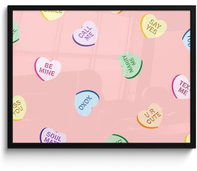 Poster in lijst - Fotolijst 70x50 cm - Posters - Hart - Snoep - Pastel - Tekst - Posterlijst zwart - Decoratie - Wanddecoratie woonkamer - Muurdecoratie slaapkamer