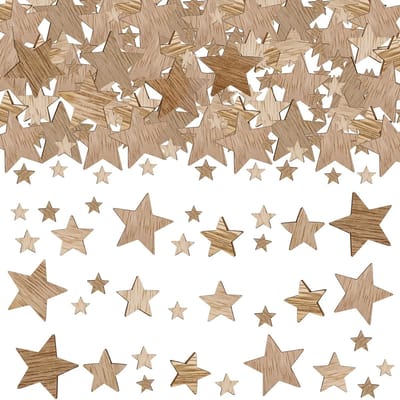 Kleine Houten Sterren voor Knutselen, 100 Stuks, Decoratie voor Kerst, Tafeldecoratie en Scatter Decoratie, Houten Sterren voor Feestdagen