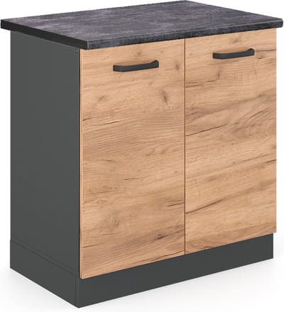 Vicco R-Line Wastafelkast – 80 cm, WB Antraciet Krachtige eik goud
