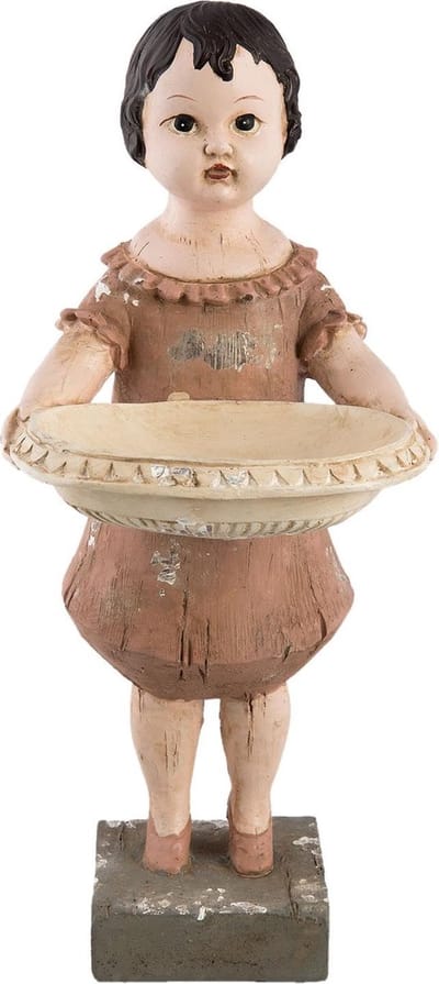 Clayre & Eef Decoratie Beeld Meisje 15x13x31 cm Beige Kunststof