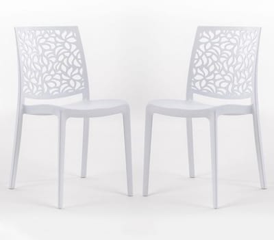 Set van 2 Witte Hars Stoelen met Glasvezel - Geschikt voor Binnen en Buiten