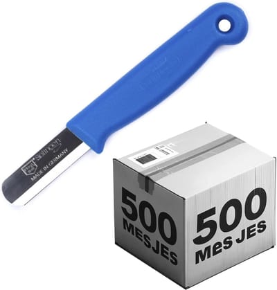 Solingen Bandstaal Mes – HACCP – Blauw – RVS Lemmet 40 mm – Voedselveiligheid voor Oogsten – 500 stuks