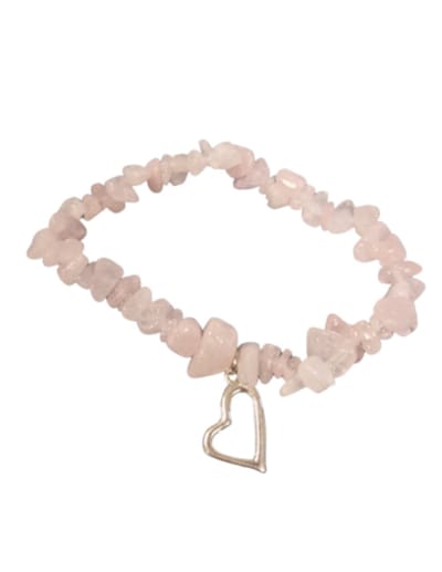 Roze kwarts hart splitarmband