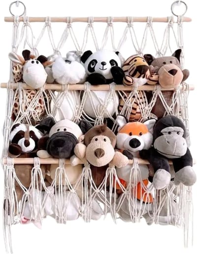 Nivard Knuffel Net - Hangmat - Speelgoed - Opbergsysteem - Hangmat Voor Knuffels - Organizer - Wit - Twee Lagen