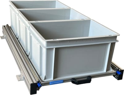 Aluminium schuifframe voor camper 90x40 cm inclusief 3 open bakken