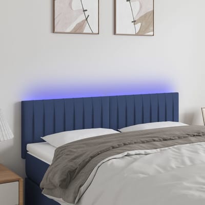 vidaXL - Hoofdbord - LED - 144x5x78/88 - cm - stof - blauw