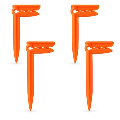 4 stuks Strandlakenklemmen voor buiten - Haring met handdoek klem - voor in de grond - Set van 4 Clips - oranje - strand
