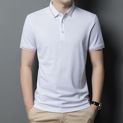 High-End Zomer Heren Revers Poloshirt Korte Mouw T-shirt Heren Koreaanse Trend T-shirt met Kraag Halve Mouw Kort Shirt 4XL white