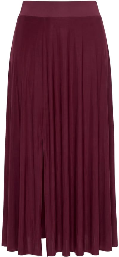 Ulla Popken - Dames - Maxi-rok stretch elastische tailleband - Bes - Maat 46+