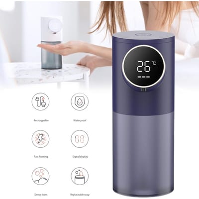 Automatische Zeepdispenser met Temperatuurweergave Contactloze Inductie Schuimzeepdispenser USB Oplaadbaar Schuimend Type 2 blue