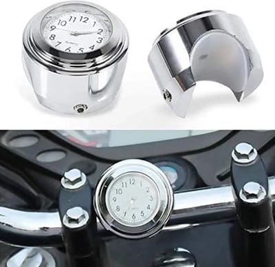 Actie4you® - Motor Stuur Horloge - Stuur Klokje – Chroom met Witte wijzerplaat