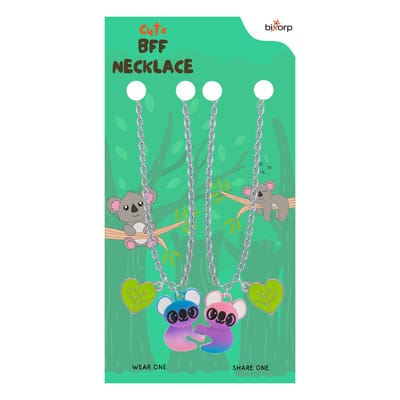 Bixorp Friends BFF Ketting voor 2 met Paarse Koala - Magnetische Vriendschapsketting - Cadeau voor Beste Vrienden - Zilver met Dubbele Hangers! - 45+5cm