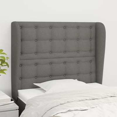 vidaXL - Hoofdbord - met - randen - 93x23x118/128 - cm - stof - donkergrijs