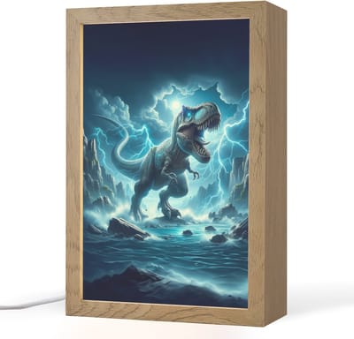 Nachtlampje 20x30 cm - Kinder lampje - Dino - Blauw - Jongens - Tafellamp kinderkamer - Slaapkamer lamp - Bedlamp kinderen - Kinderlampje stopcontact - Wandlamp babykamer - Nachtlampjes