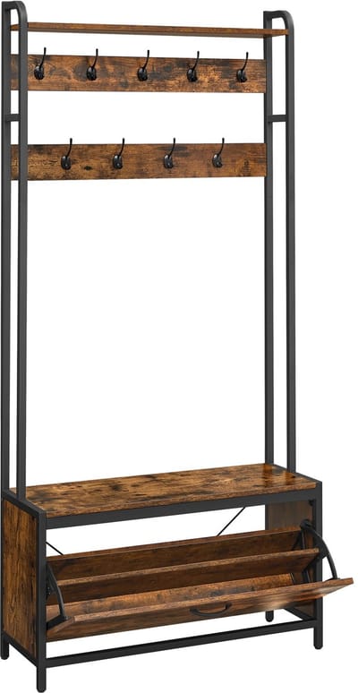 Kapstok met zitbank en schoenenrek – HSR405B01 – Industrieel design