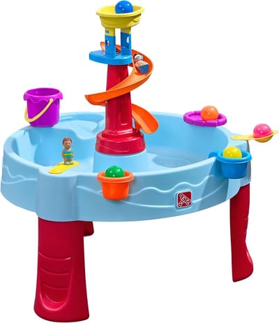 Watertafel met glijbaan - Speeltafel buiten - Urenlang speelplezier - Inclusief 13 accessoires - 66 x 66 x 57 cm
