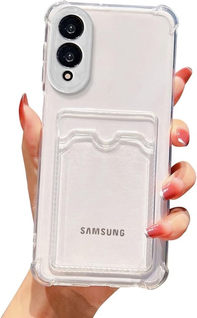 Telefoonhoesje Anti-Shock Pasjeshouder Geschikt voor Samsung Galaxy S25 Edge met Camera bescherming - Ruimte voor pasje - TPU Silicone - FuturiQ - Transparant