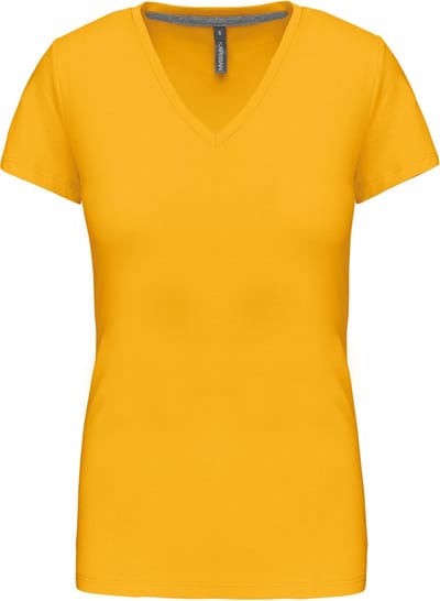 Kariban Dames T-shirt V-hals Korte Mouwen K381 - Yellow - 3XL