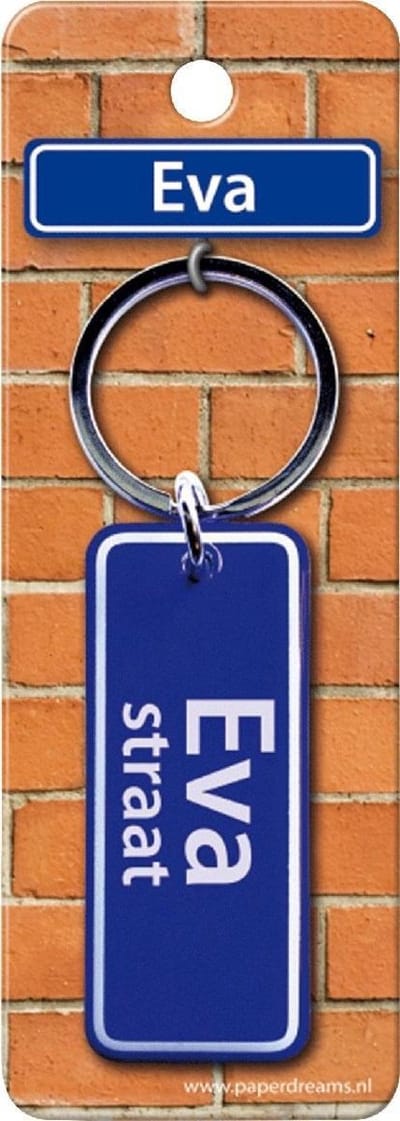 Paper Dreams Sleutelhanger Straatnaam Eva 9 Cm Staal Blauw