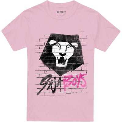K-Pop Demon Hunters Unisex volwassen Saja Jongens Graffiti T-shirt (Lichtroze)