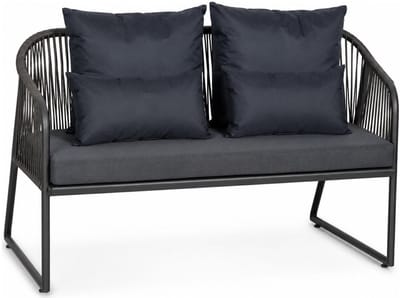 Anna Collection Bank/tuin kussens set - binnen/buiten - 4x stuks -zwart - In 2 formaten laag/hoog