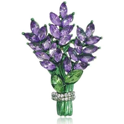 Lavendel Dames Broche Romantische Strass Bloemen Reversspelden Luxe Veelzijdige Pak Speld Gesp Lavendel Broche groen