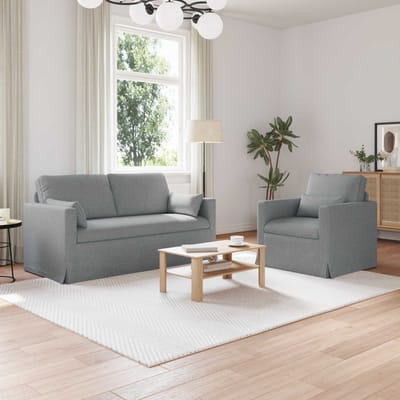 vidaXL Bankstel 2 pcs Lichtgrijs 158 x 78 x 80 cm Stof