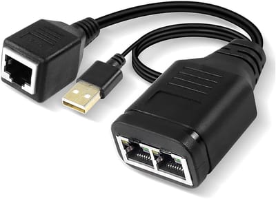 Netwerk Splitter - RJ45 Splitter - Netwerk Uitbreiding - Eén Poort Twee - 40 cm Kabel - Zwart