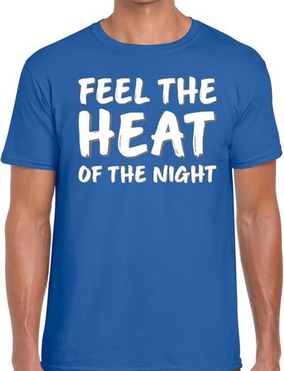 Blauw feest shirt - Feel te heat of the night voor heren S