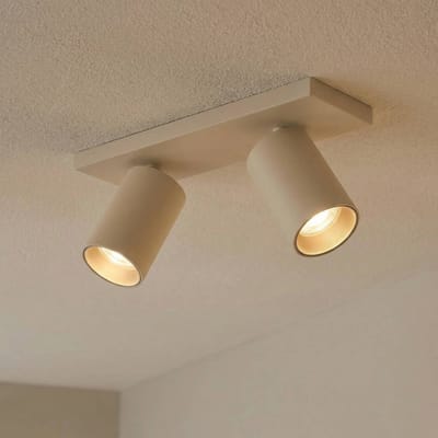 Arcchio spot Brinja, bruin, hoekig, Ø 6 cm, 2-lamps, GU10