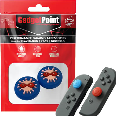 Gadgetpoint - Thumb Grips voor Nintendo Switch Joy-Con Controllers - Gaming Thumbgrips - Performance Anti-Slip Thumbsticks - Bescherming Accessoires - Masker - Blauw