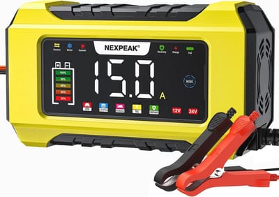 Automatische Slimme Acculader 12V 15A/24V 8A met Temperatuurcompensatie voor Auto en Loodzuurbatterijen