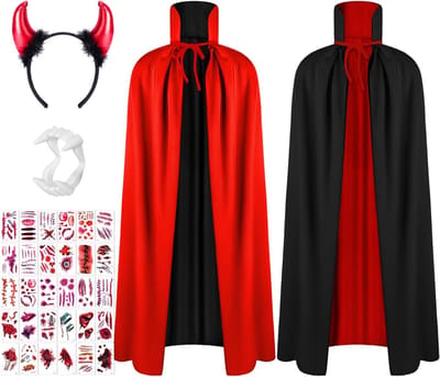 Vampier Kostuum Cape voor Volwassenen, Dubbelzijdig, Zacht Polyester, Perfect voor Halloween en Themapartijen, Middeleeuwse Outfit voor Mannen en Vrouwen