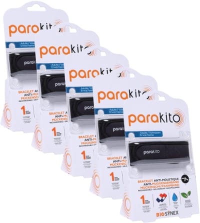 Parakito Navulbaar Anti-Muggen Armband - Volwassen Zwart - 5 STUKS - Plant-Based Bescherming - Navulbaar - Innovatief