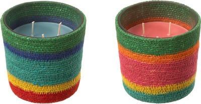 J-Line geurkaars Mand - Woody Aurora - mix - small - 2 stuks - 45U