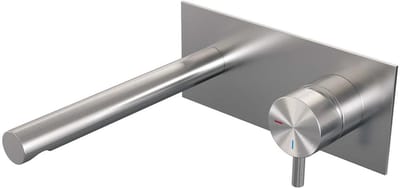 Brauer Brushed Edition Inbouw Wastafelmengkraan met Rechte Uitloop en Afdekplaat Model B1 RVS Geborsteld PVD