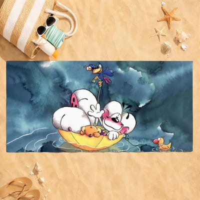 Cartoon Schattige D-Diddl Muis Handdoek Sneldrogend Absorberende Strandhanddoek voor Sport, Fitness, Zwemmen en Buitenactiviteiten W95*H153(CM)