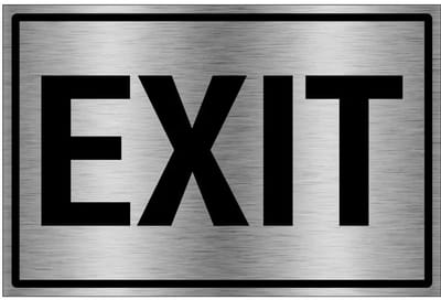 Exit bord - gecoat brushed aluminium - grijs zwart | 30 x 20 cm