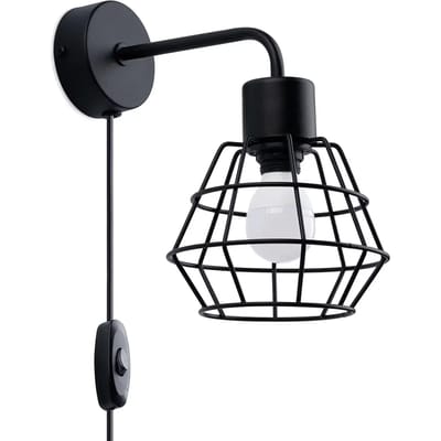 Sollux Lighting Wandlamp Suba - E14 - zwart - staal - 23x15x23cm
