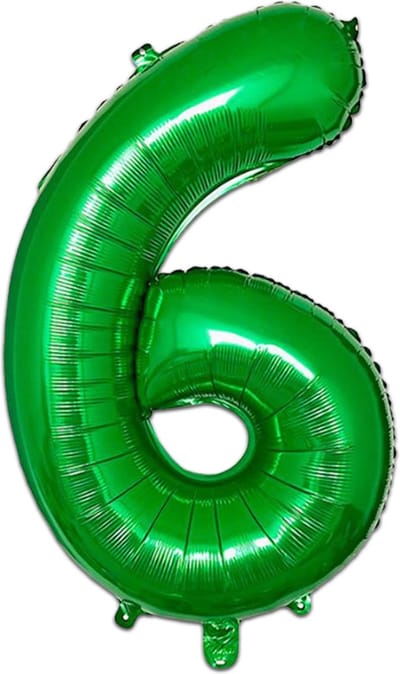 LUQ - Cijfer Ballonnen - Cijfer Ballon 6 Jaar Groen XL Groot - Helium Verjaardag Versiering Feestversiering Folieballon