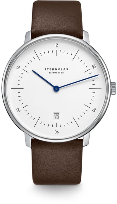 Sternglas S01-NX01-PR04 NAOS XL Heren Horloge - Saffierglas - Staal/Leer - Bruin/Zilverkleurig - Ø 42 mm - Quartz - Gesp - 5 ATM (douchen)