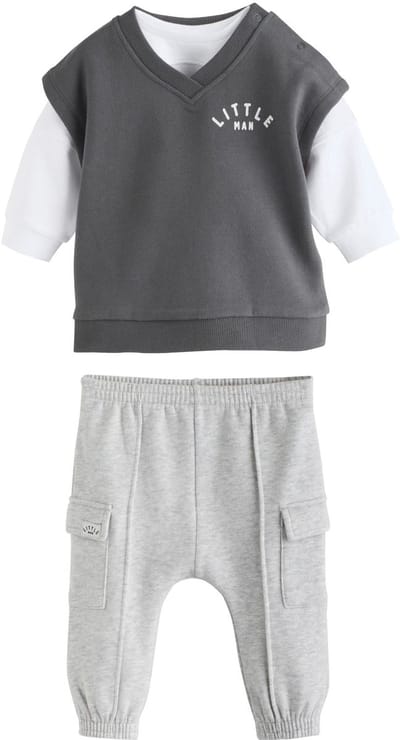 Next - Jongens - Babyset van gilettop en legging - Grijs