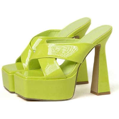 Zomer Peep Toe Super Hoge Hakken Sexy Slippers Dames Platform Sandalen Mode Groen Smalle Band Gladiator Slide Schoenen 41