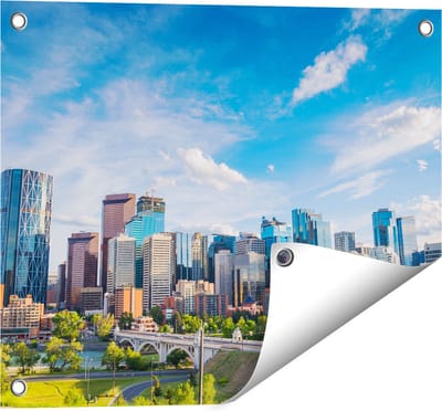 Gards Tuinposter Skyline Calgary Stad in Canada - 50x40 cm - Tuindoek - Tuindecoratie - Wanddecoratie buiten - Tuinschilderij